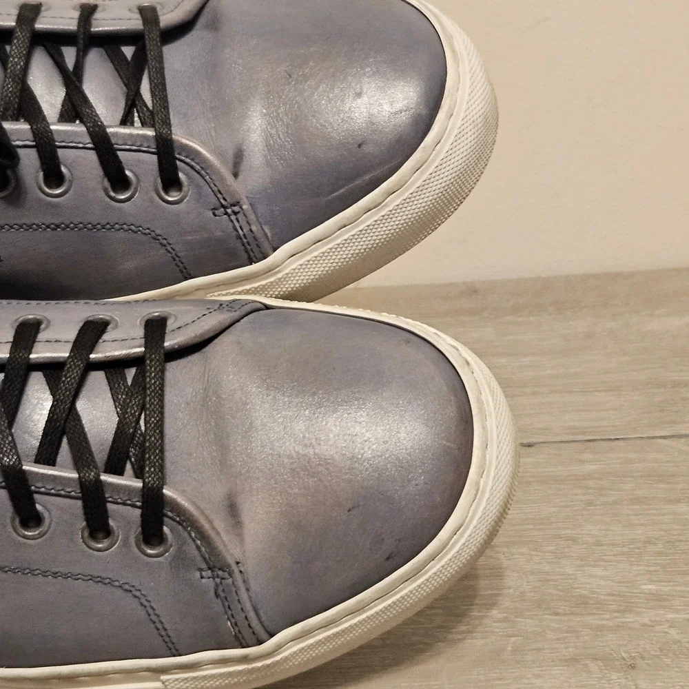 Dario Vis Mens Blue Grey Leather Low Top Sneakers Made in Italy 1402 Sz 44 / 11